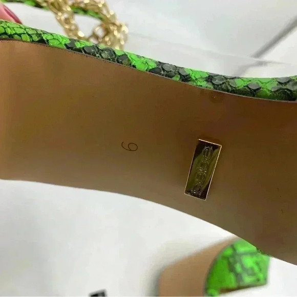 New Bebe ankle snake print strap stiletto heel rhinestone dangle letter size 9 - Picture 9 of 9